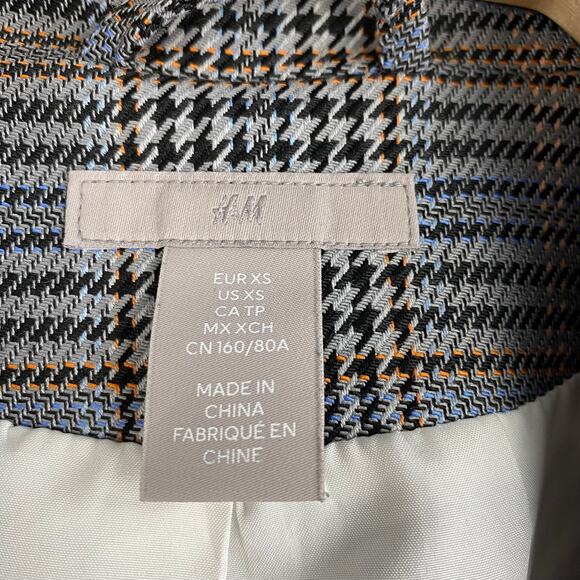 H&M Preppy Clueless Glenn Plaid Blazer Jacket Women XS Gray Officecore Tailored - Picture 5 of 13